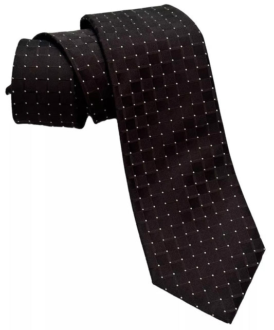 $395 NEW BRIONI SILK TIE HANDMADE BLACK GRID SUSPENDED MICRO POLKA DOTS 3 “