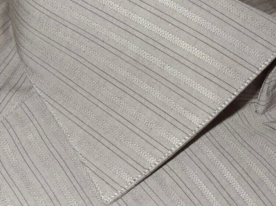 $695 NEW 39 15.5 BRIONI DRESS SHIRT PALE TAUPE BROWN FANCY STRIPE