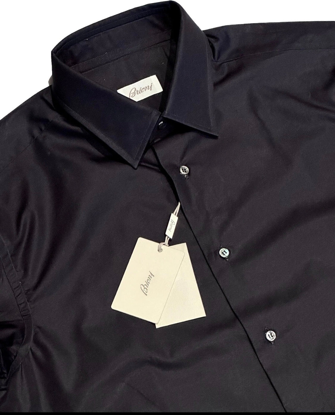 $950 NEW 16.5 42 BRIONI DRESS SHIRT TECHNO COTTON MIDNIGHT BLUE SLIM FIT TAPERED