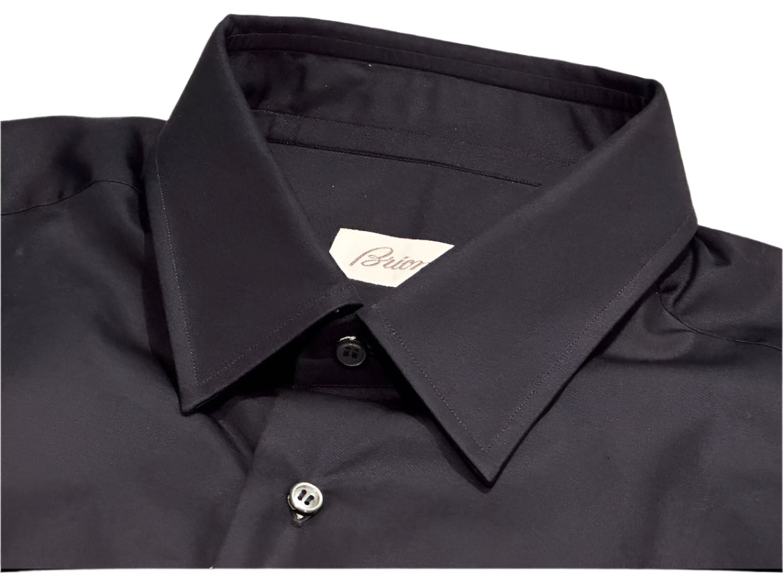 $950 NEW 16.5 42 BRIONI DRESS SHIRT TECHNO COTTON MIDNIGHT BLUE SLIM FIT TAPERED