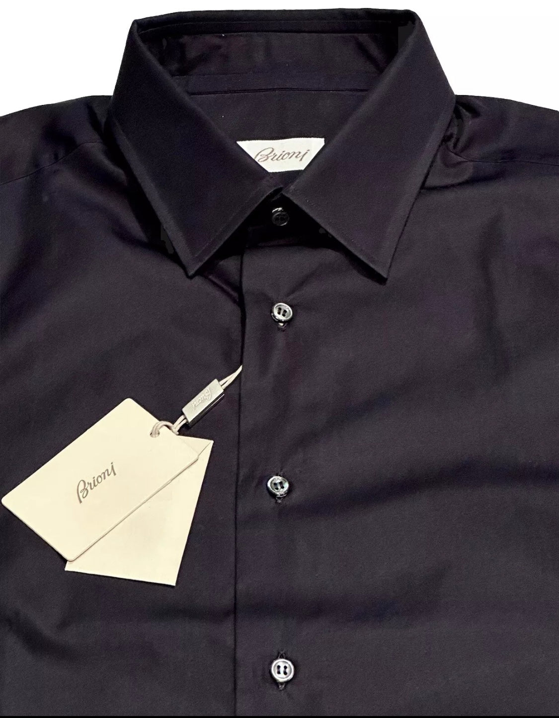 $950 NEW 16.5 42 BRIONI DRESS SHIRT TECHNO COTTON MIDNIGHT BLUE SLIM FIT TAPERED