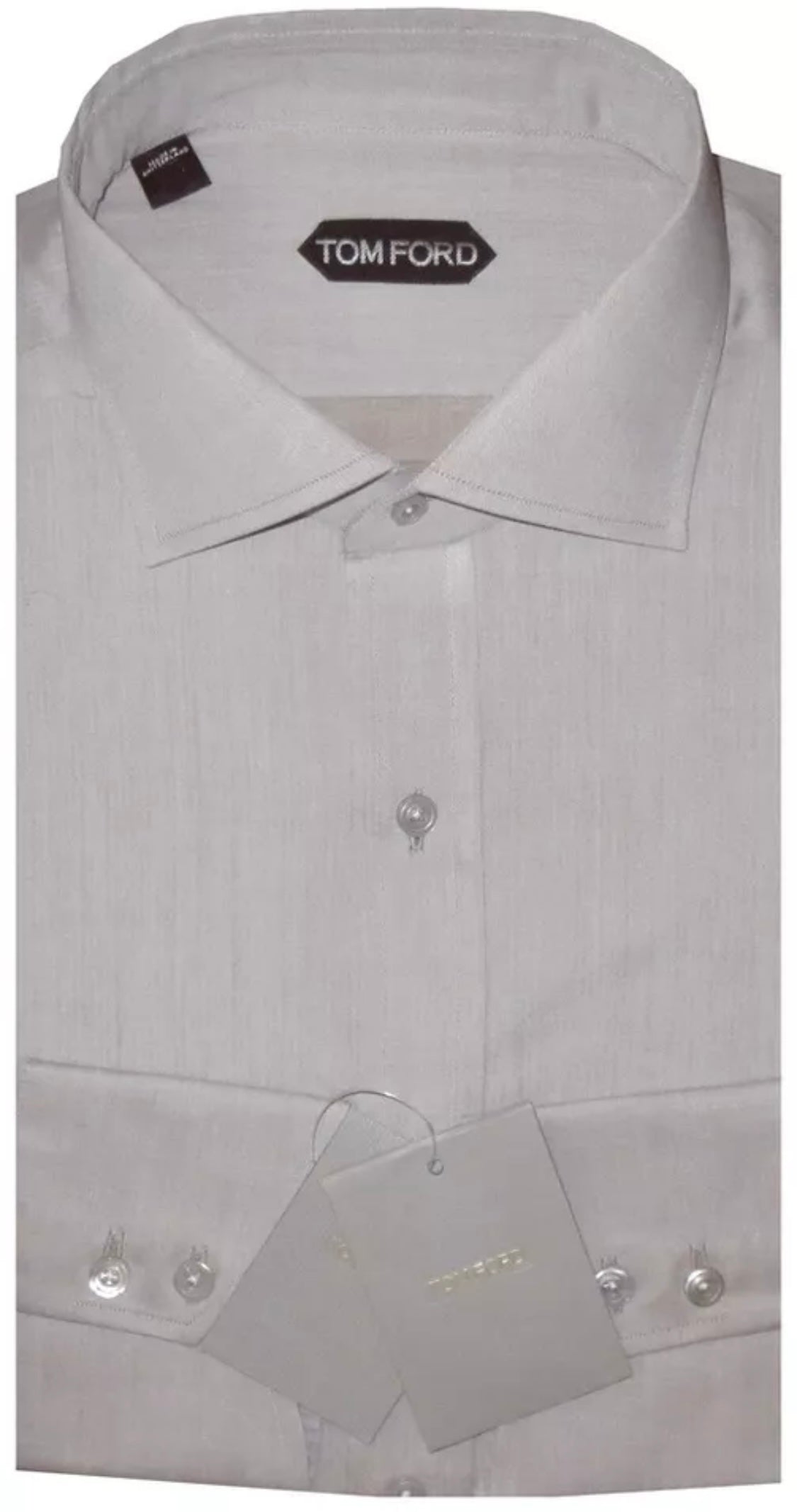 $640 NEW EU 45 17.75 TOM FORD DRESS SHIRT SOFT BROWN TAUPE HANDMADE