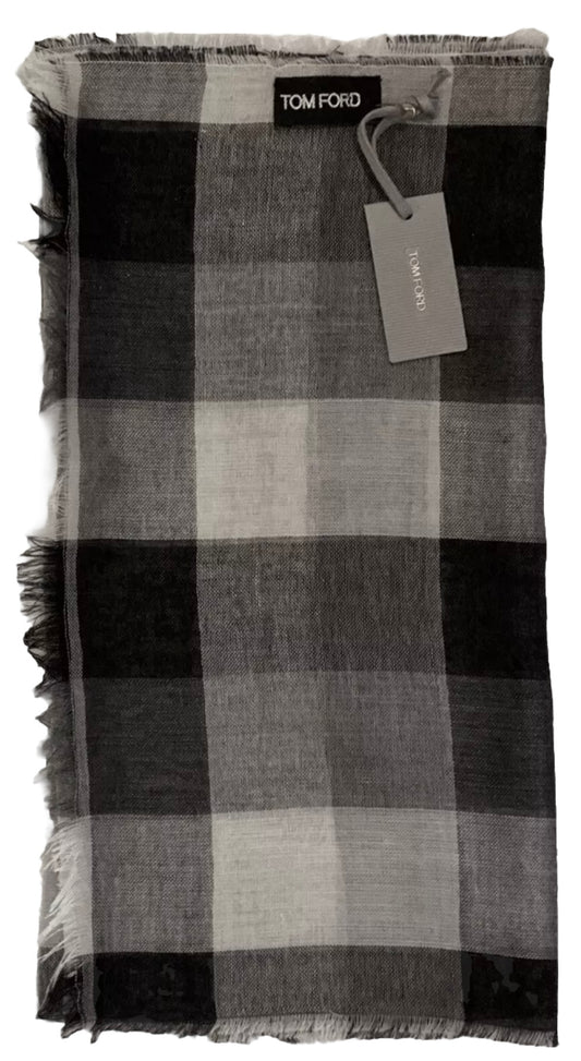 $695 NEW TOM FORD SCARF CASHMERE COTTON SILK MENS SHAWL GAUZY 30 X 14