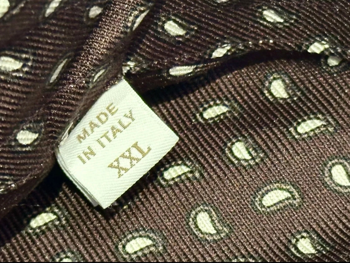 $2300 NEW XXL VI 44/ 17.5 BRIONI 100% SILK DRESS SHIRT BROWN PAISLEY