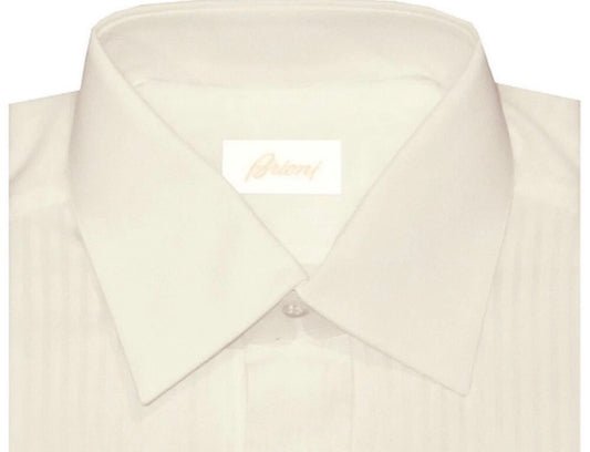 $895 NEW EU 38 15 BRIONI TUXEDO SHIRT FRENCH CUFF DRESS LIGHT ALMOND SEMI SHEER