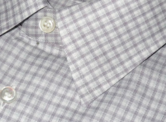 $550 NEW 43 17 V XL BRIONI DRESS SHIRT WHITE LAVENDER GRID LUXURY CASUAL
