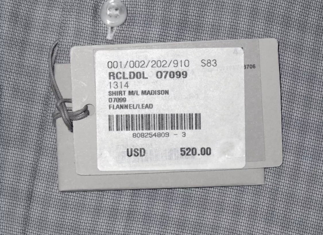 $520 NEW 46 18 BRIONI SLIM FIT DRESS SHIRT TAPERED DARTED BACK MADISON LEAD