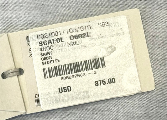 $875 NEW XXL 18 BRIONI SHIRT FITTED FIT CASHMERE COTTON LIGHT BLUE CASUAL COLLAR