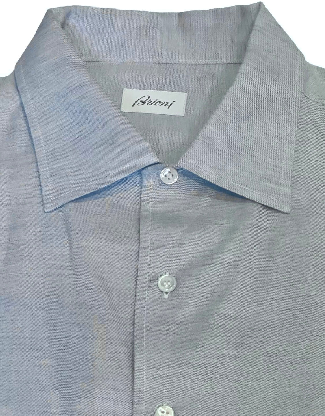 $875 NEW XXL 18 BRIONI SHIRT FITTED FIT CASHMERE COTTON LIGHT BLUE CASUAL COLLAR