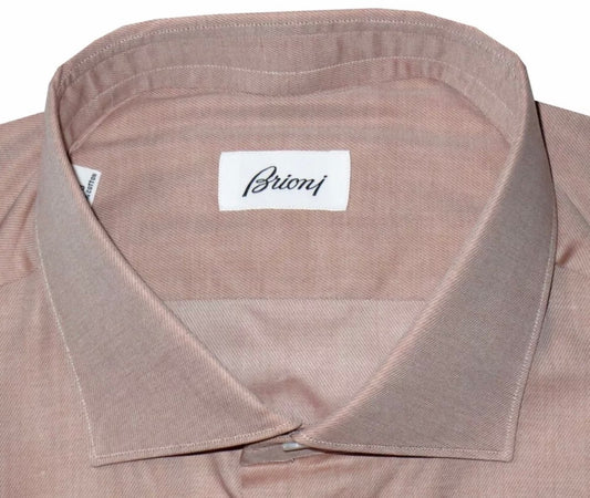 $625 NEW 45 17.75 BRIONI DRESS SHIRT FITTED FIT HAVANA MENS LUXURY