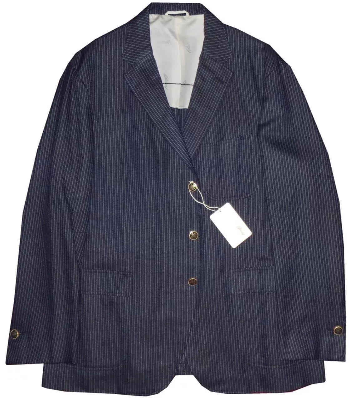 $4550 NEW 48R 48 R BRIONI JACKET SPORT COAT NAUTICAL STRIPE 3 BUTTON CREST BUTTONS