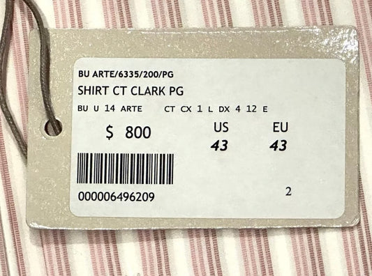$800 NEW 17 43 BRIONI DRESS SHIRT FRENCH CUFF WHITE PINK MAUVE STRIPES SATEEN CO