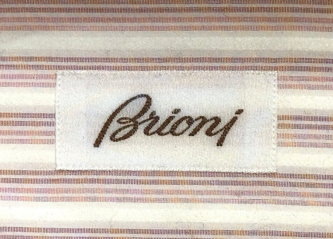 $800 NEW 17 43 BRIONI DRESS SHIRT FRENCH CUFF WHITE PINK MAUVE STRIPES SATEEN CO