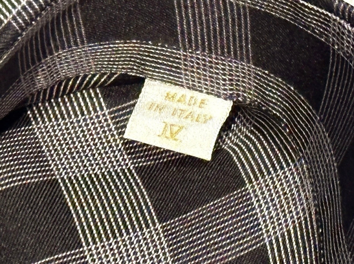 $2300 NEW L/IV 43/44 17/17.5 BRIONI SHIRT 100% SILK DRESS BLACK GRAY CHECK PLAID