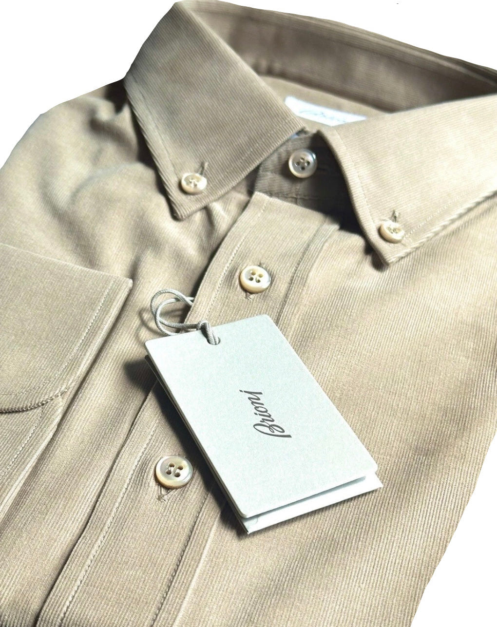 $895 NEW XXL 17.5 44 BRIONI SLIM FIT DRESS SHIRT FINE WALE COTTON CORDUROY MENS