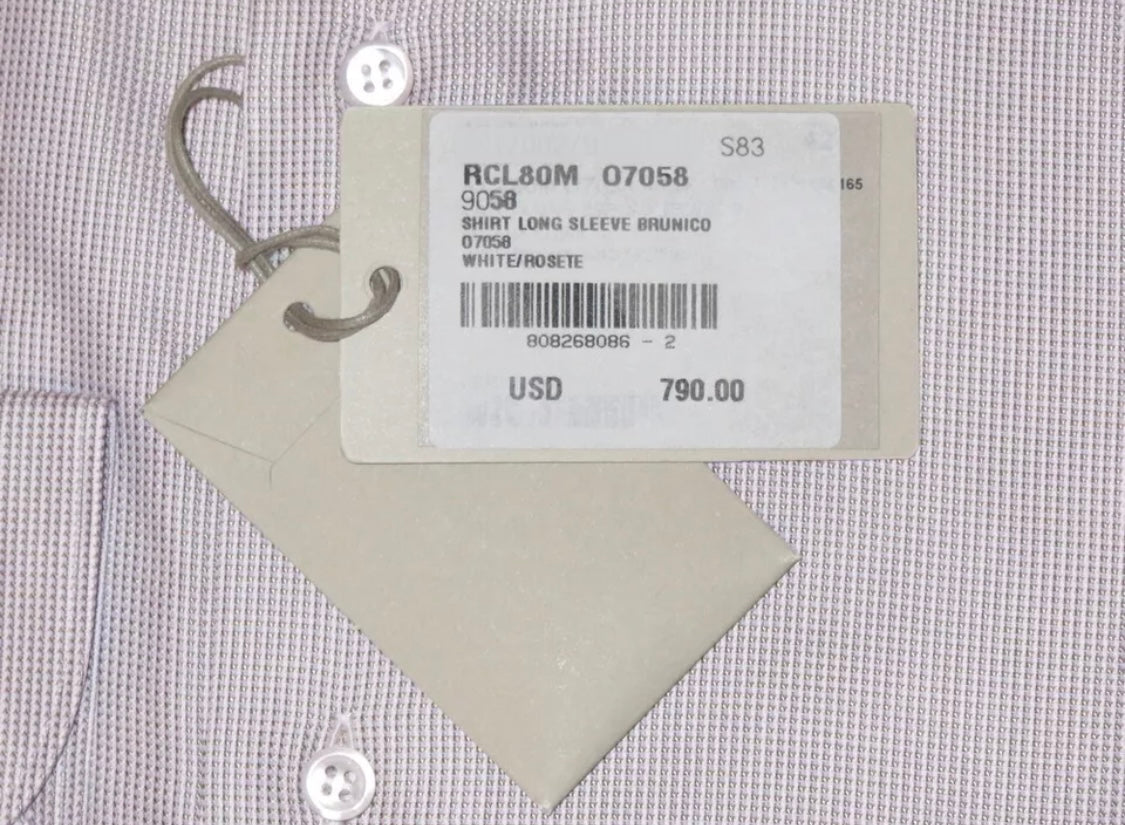 $790 NEW 46 18 BRIONI DRESS SHIRT REGULAR FIT MENS COTTON SILK BRUNICO