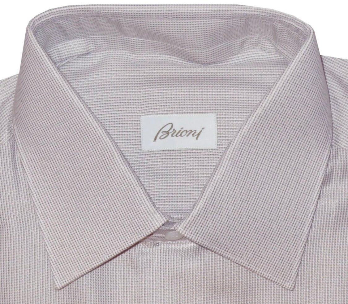 $790 NEW 46 18 BRIONI DRESS SHIRT REGULAR FIT MENS COTTON SILK BRUNICO