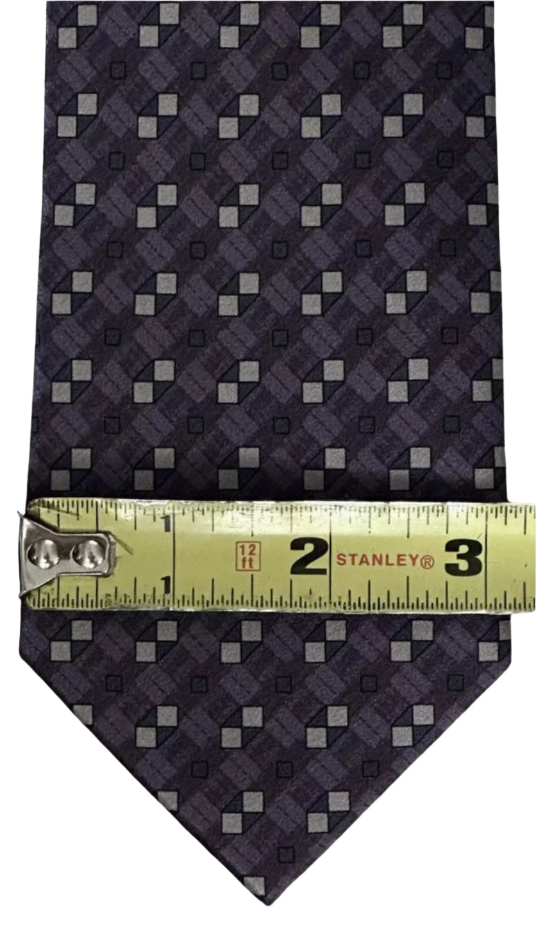 $395 NEW BRIONI SILK TIE HANDMADE PURPLE GRAY SUSPENDED BOX LATTICE 3 “
