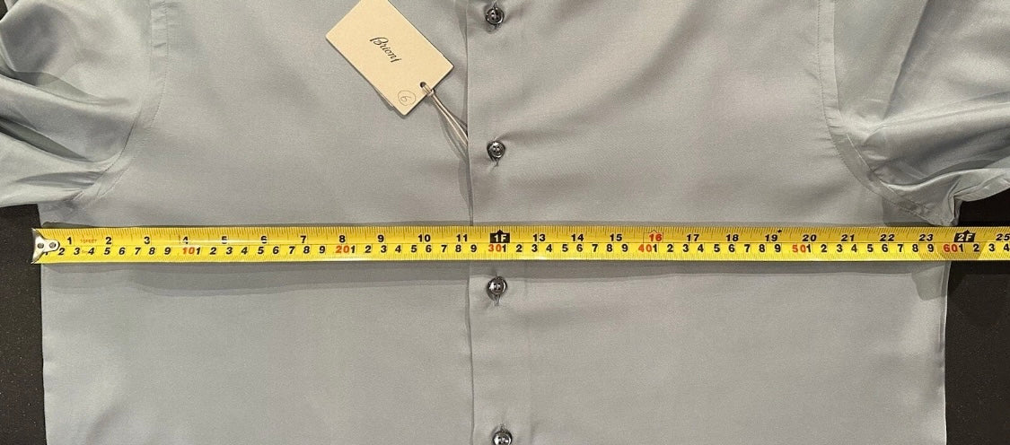$2300 NEW XL / V 16.5 BRIONI 100% SILK DRESS SHIRT SLIM FIT BABY BLUE-GRAY