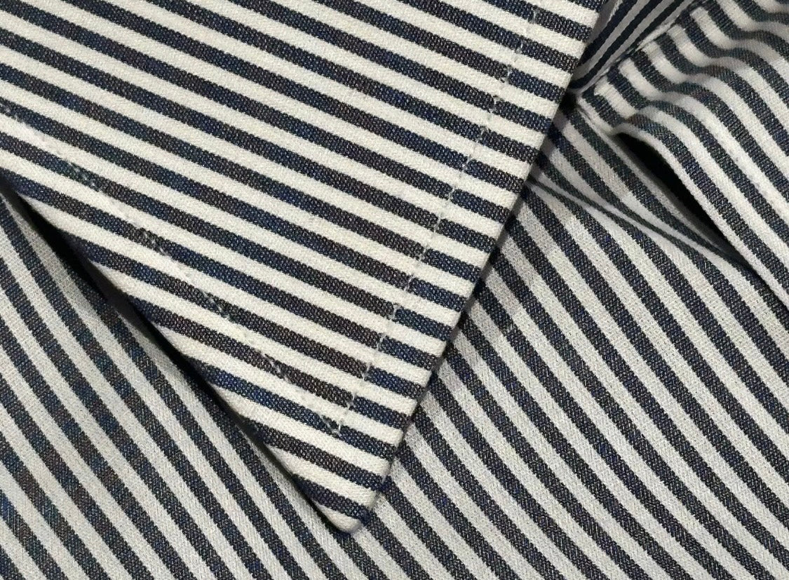 $650 NEW 45 17.75 BRIONI DRESS SHIRT NAVY WHITE STRIPE SLIM FIT - FITS 17.5