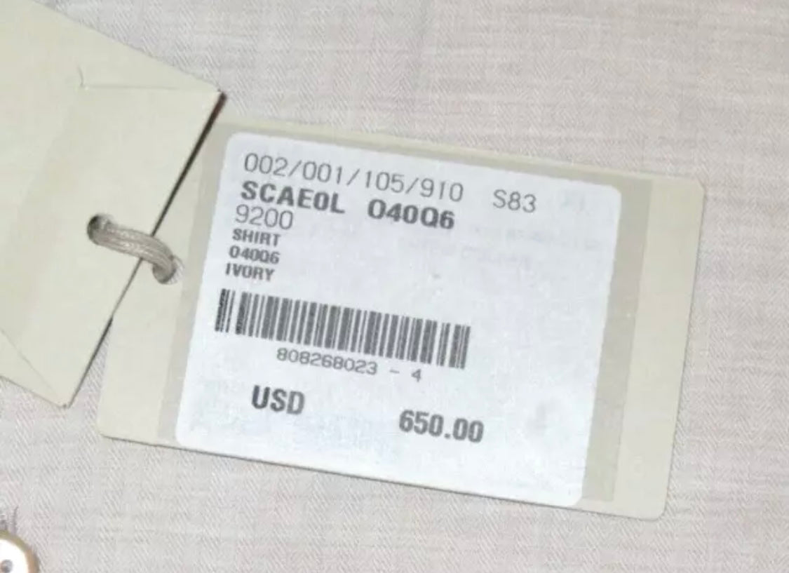 $650 NEW XXL 17.5 BRIONI DRESS SHIRT FITTED FIT OATMEAL 1 PIECE COLLAR CASUAL