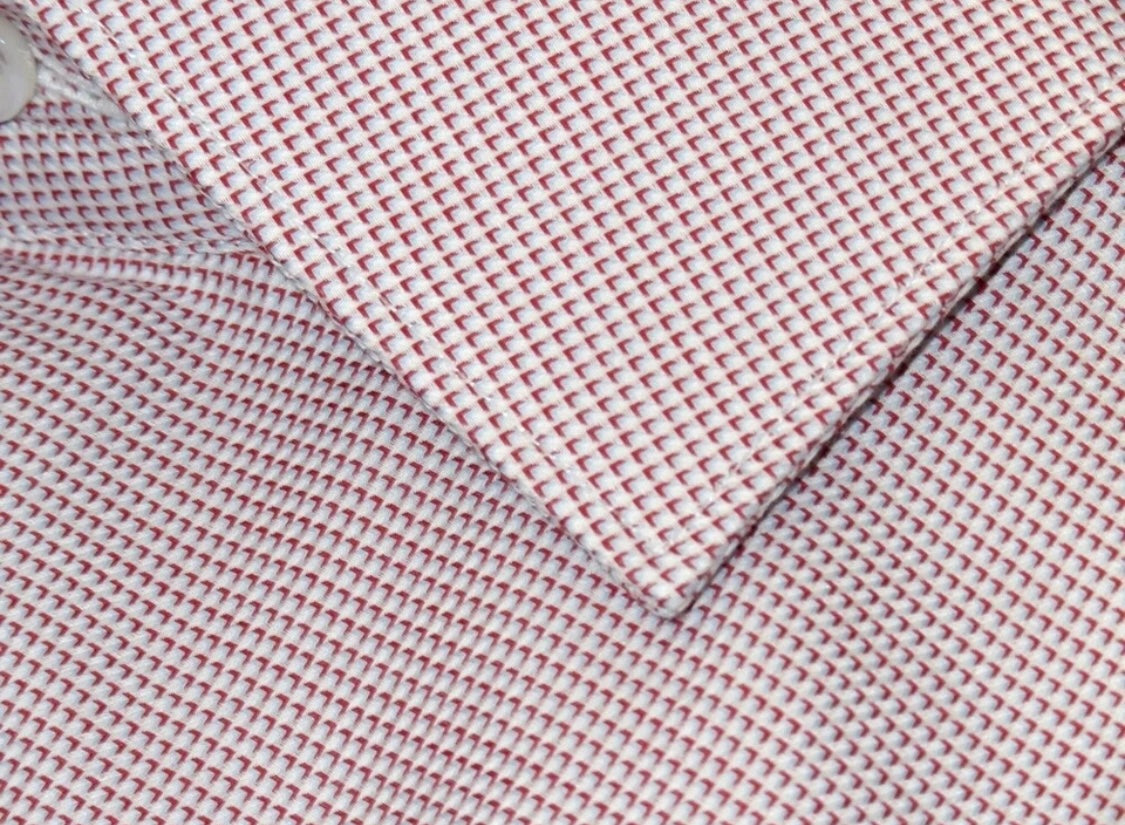$650 NEW 44 17.5 BRIONI SHIRT DRESS TAPERED FITTED WHITE RED CHECK MENS