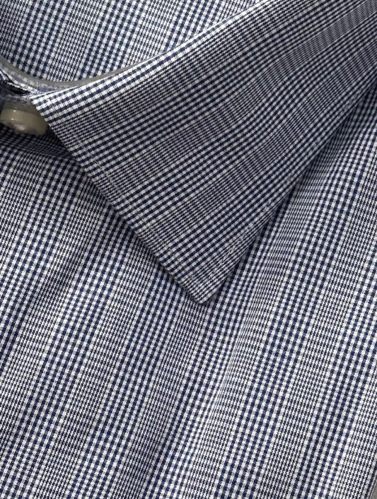 $295 NEW 17 36/37 IKE BEHAR SHIRT DRESS BLUE WHITE HOUNDSTOOTH PLAID CLASSIC FIT