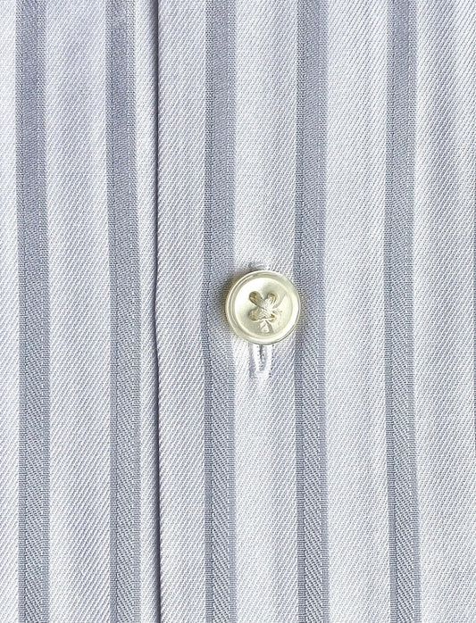 $285 NEW 16 34/35 HUGO BOSS DRESS SHIRT SATIN WHITE w SILVER GRAY STRIPES