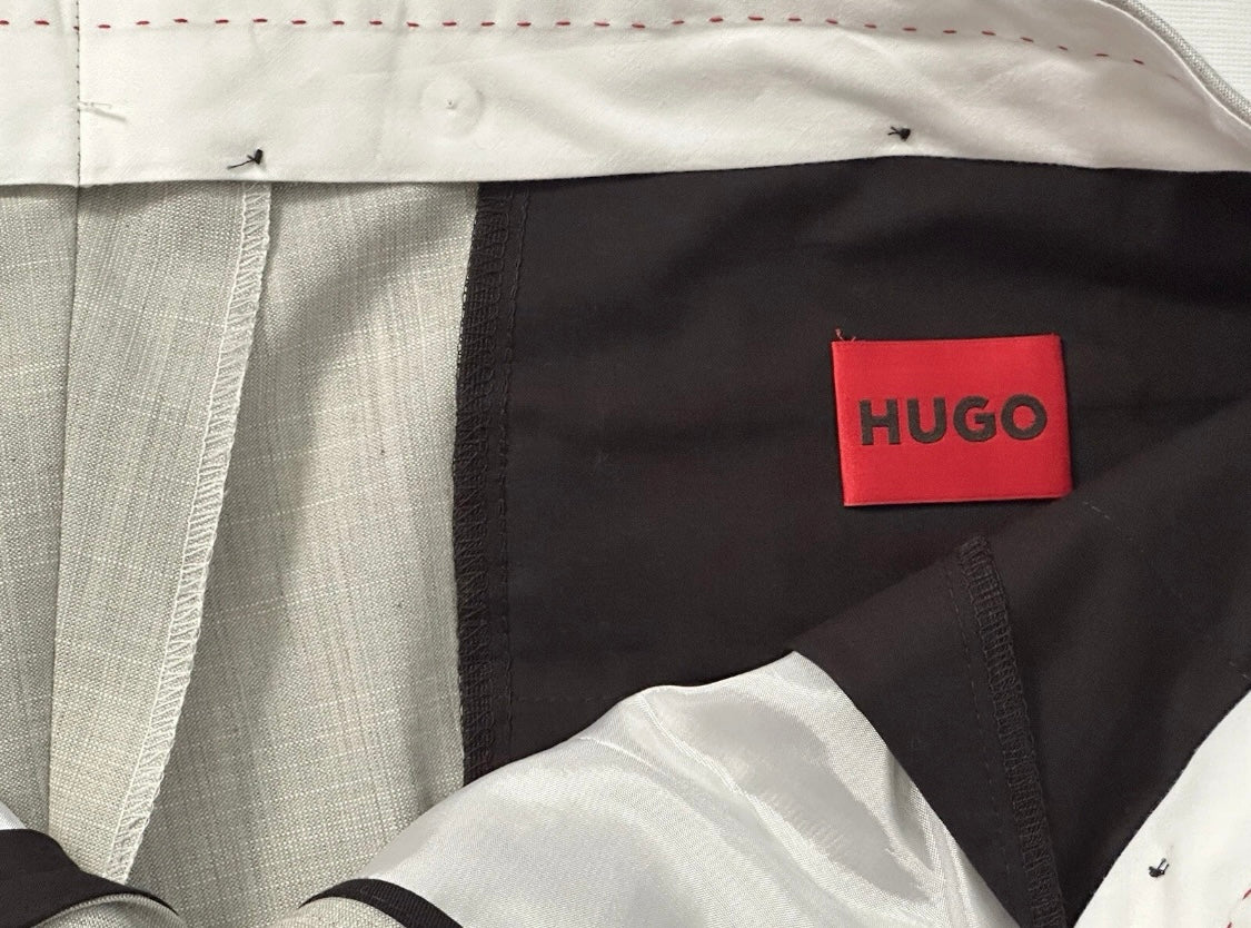 $198 NEW 40 R FITS 39 HUGO BOSS DRESS PANTS RED LABEL MENS MODERN FIT OATMEAL
