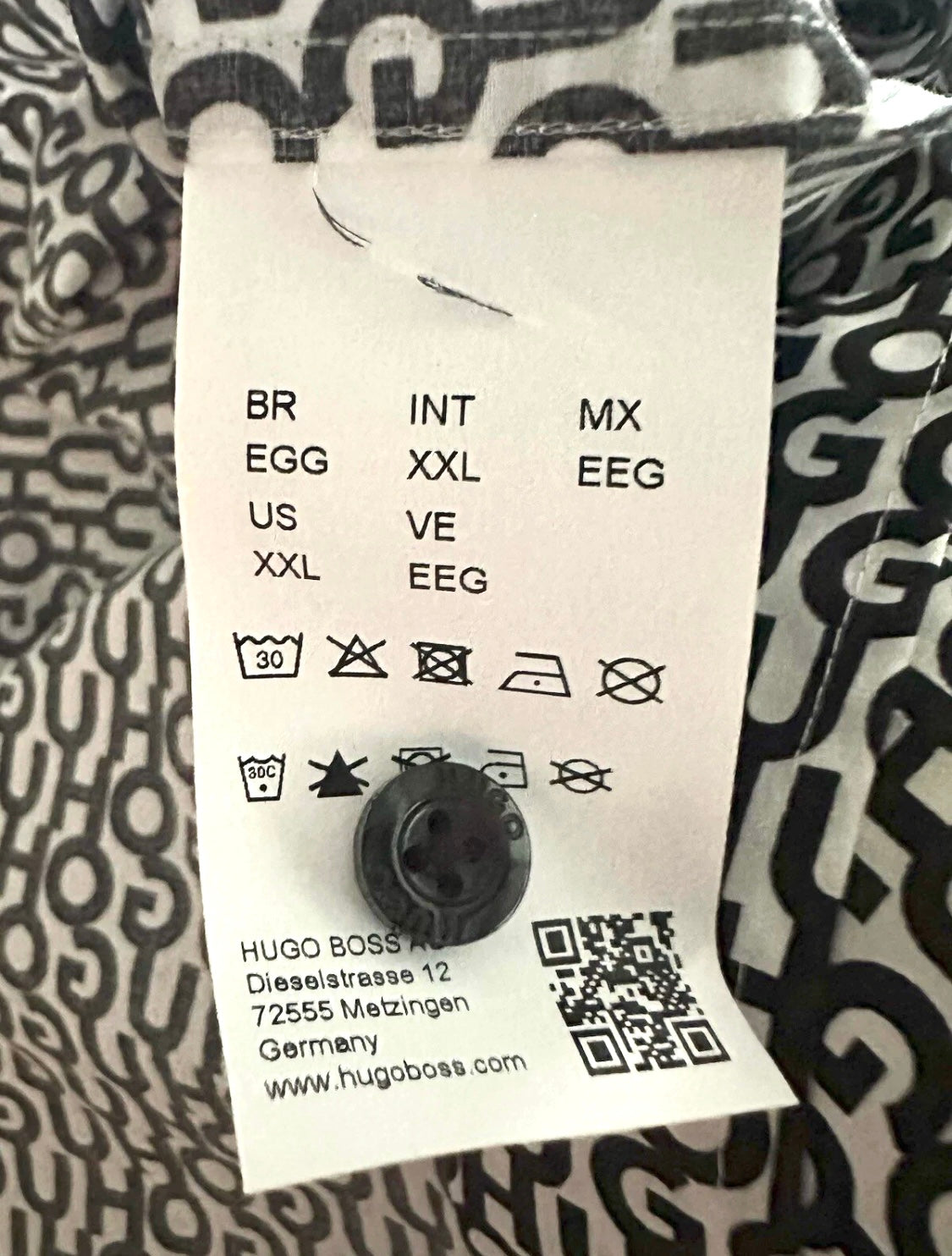 $395 NEW XXL FITS XL HUGO BOSS SHIRT SLIM FIT REPEAT BLACK WHITE SHORT SLEEVE