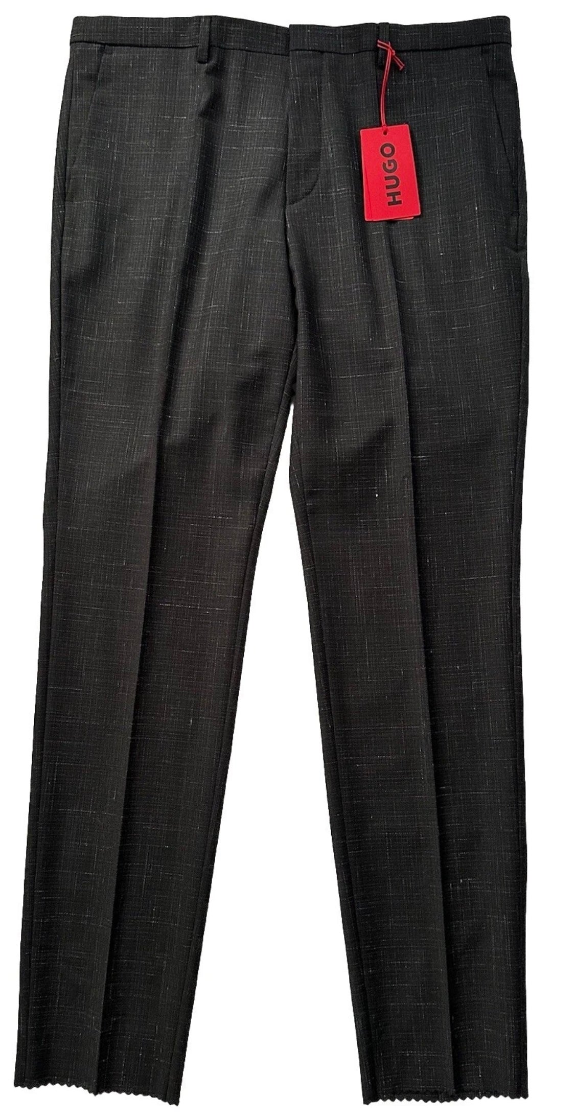 $198 NEW 36 R HUGO BOSS MENS EXTRA SLIM FIT DRESS PANTS RED LABEL BLACK SPECKLE