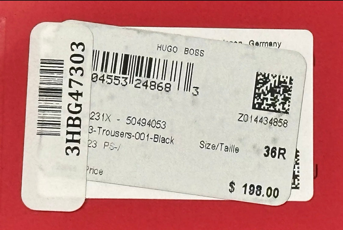 $198 NEW 36 R HUGO BOSS MENS EXTRA SLIM FIT DRESS PANTS RED LABEL BLACK SPECKLE