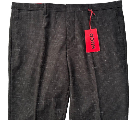 $198 NEW 36 R HUGO BOSS MENS EXTRA SLIM FIT DRESS PANTS RED LABEL BLACK SPECKLE
