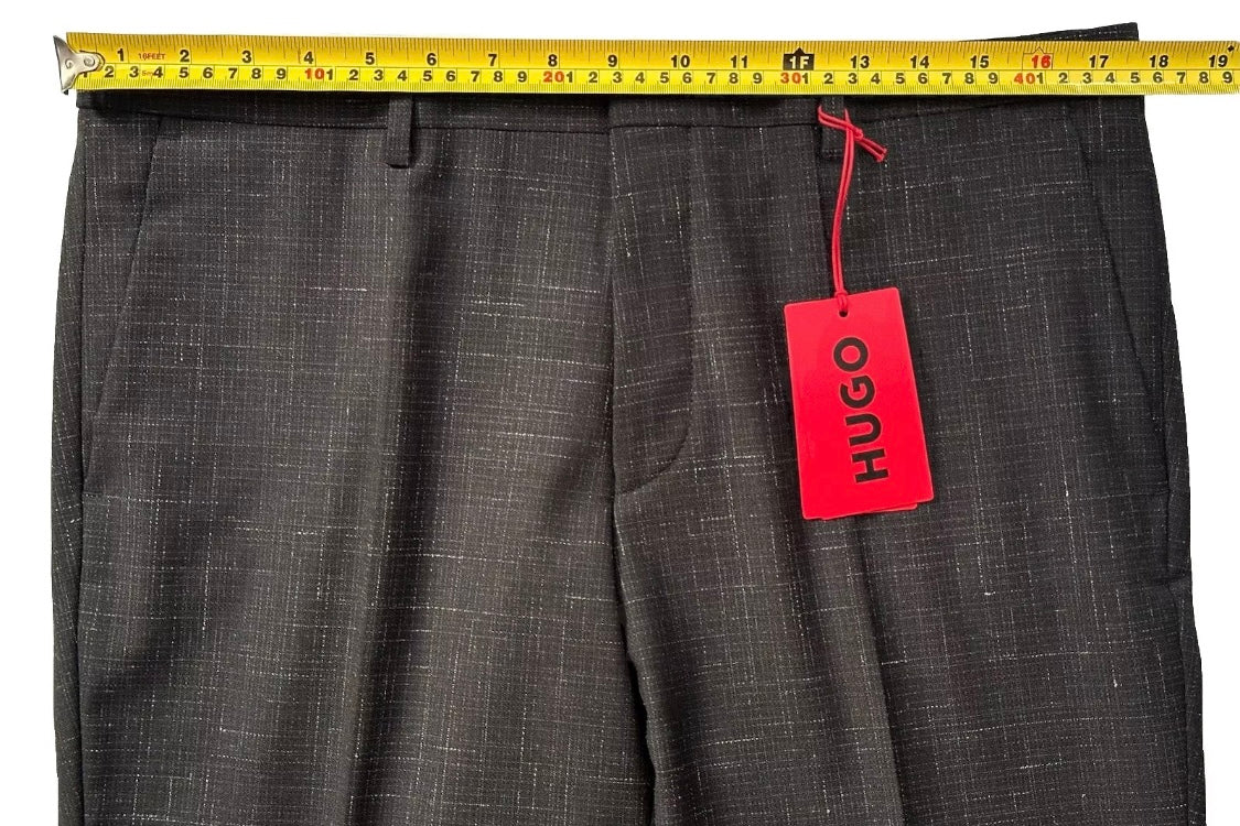 $198 NEW 36 R HUGO BOSS MENS EXTRA SLIM FIT DRESS PANTS RED LABEL BLACK SPECKLE