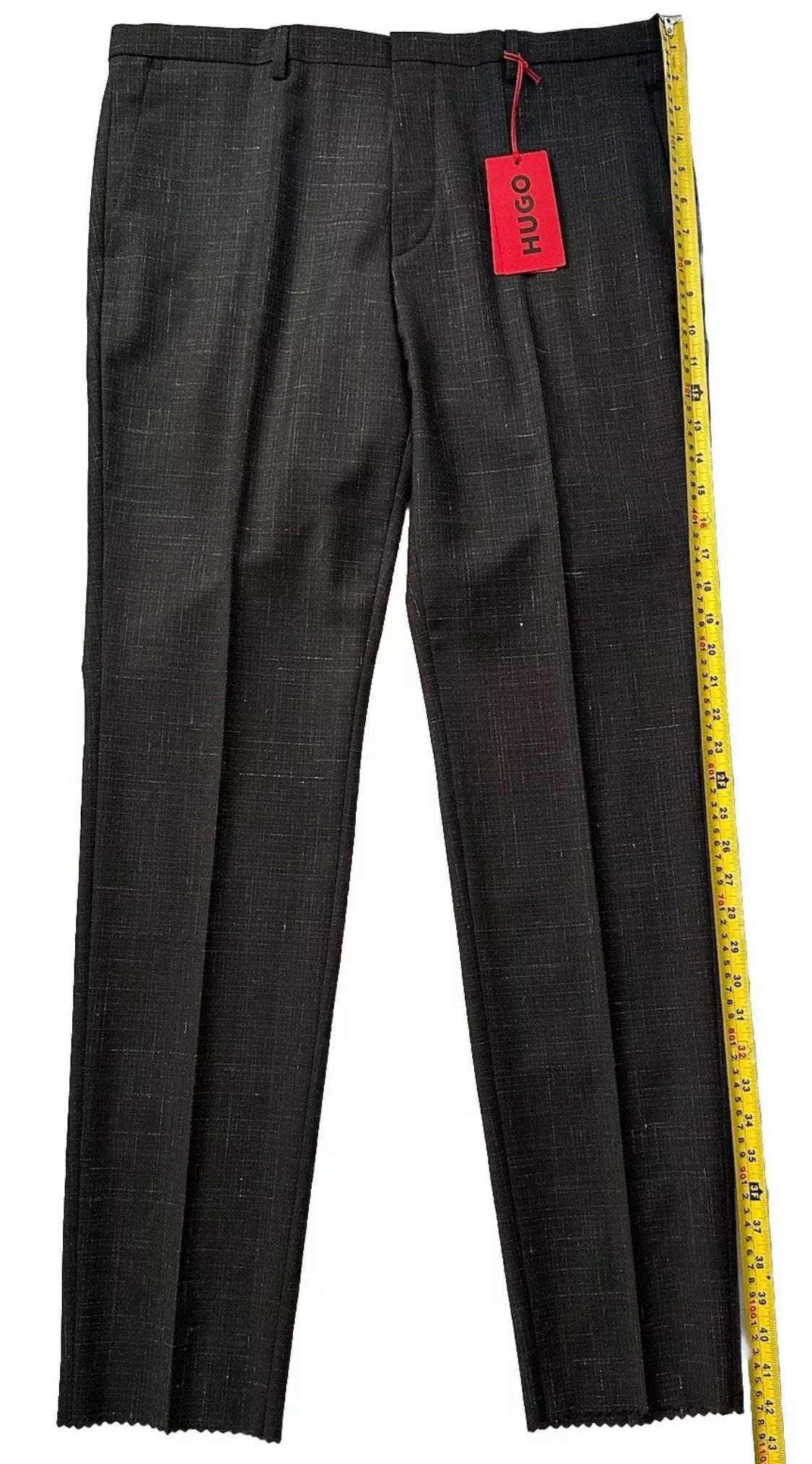 $198 NEW 36 R HUGO BOSS MENS EXTRA SLIM FIT DRESS PANTS RED LABEL BLACK SPECKLE