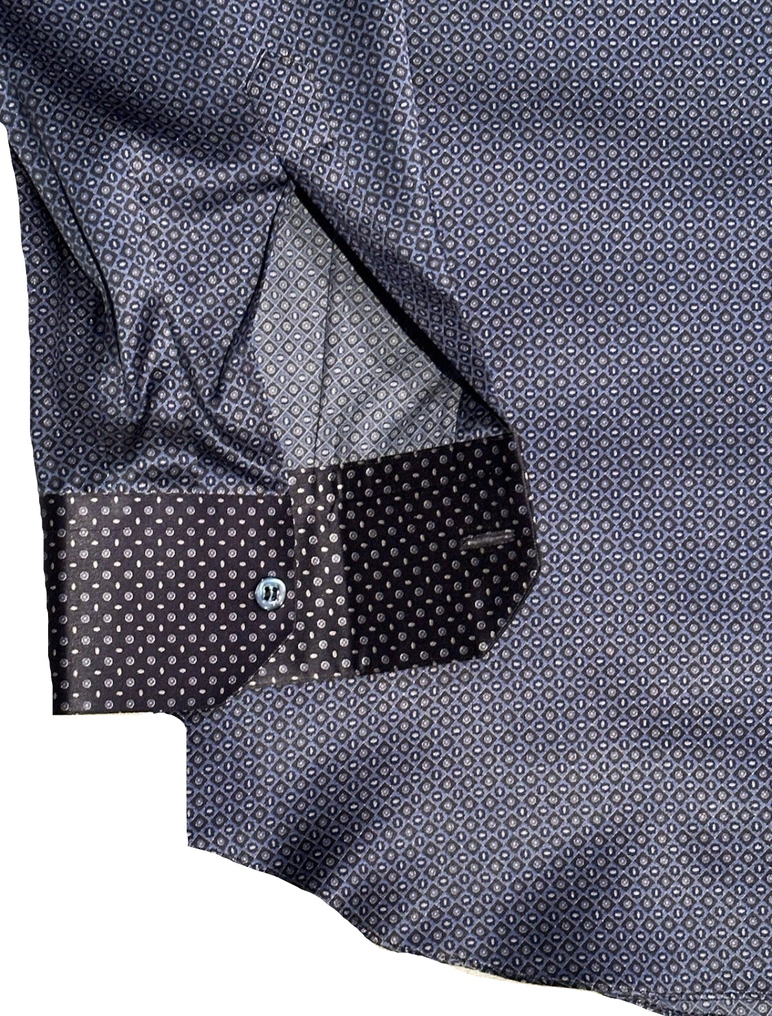 $2500 NEW 17.5 44 STEFANO RICCI 100% SILK SHIRT BLUE CONTRAST COLLAR CUFFS