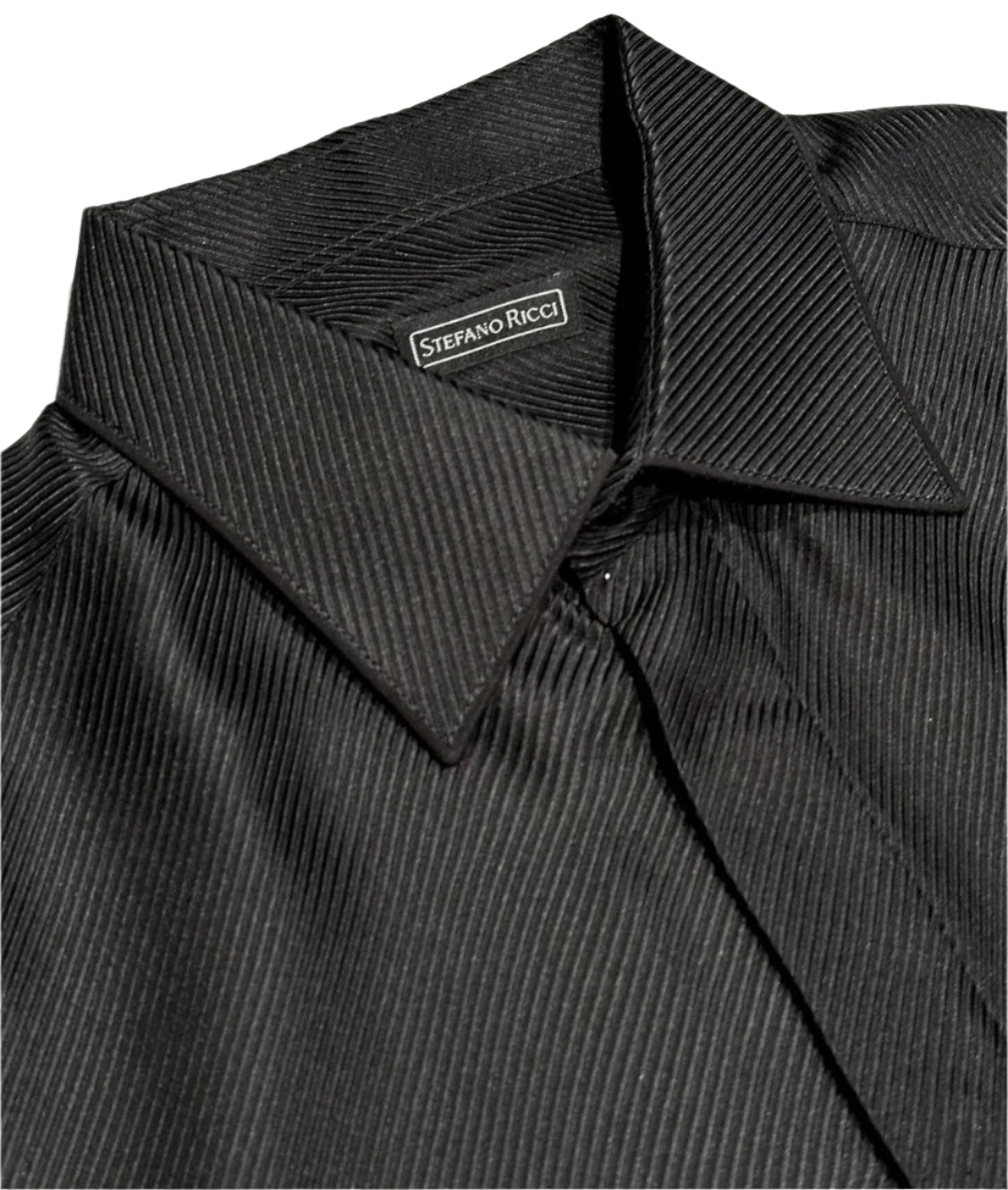 $2500 NEW 44 17.5 STEFANO RICCI 100% SILK DRESS SHIRT BLACK TWILL FRENCH CUFF
