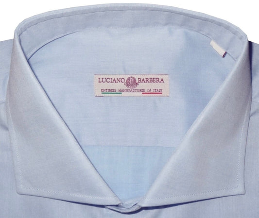 $450 NEW XL 17.5 LUCIANO BARBERA DRESS SHIRT LIGHT BLUE HAND MADE COTTON ITALY