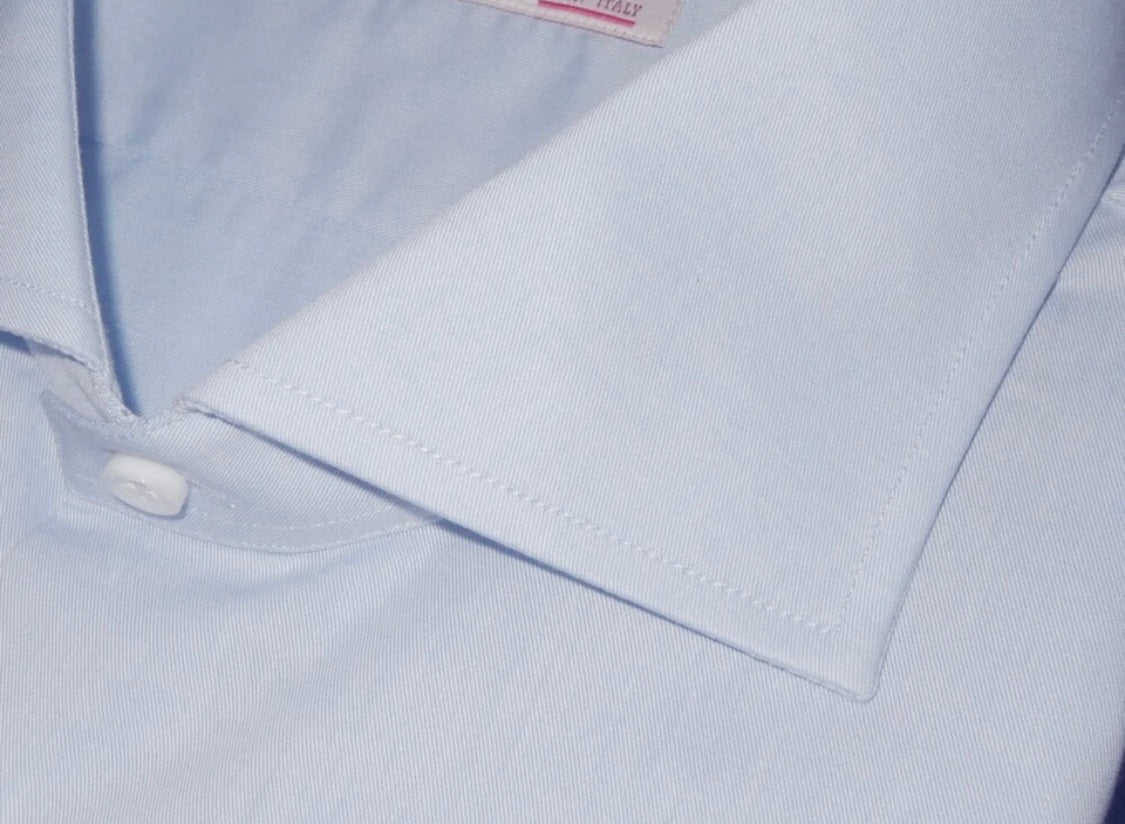 $450 NEW XL 17.5 LUCIANO BARBERA DRESS SHIRT LIGHT BLUE HAND MADE COTTON ITALY
