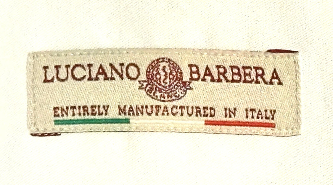 $450 NEW XL 17.5 LUCIANO BARBERA DRESS SHIRT SOLID WHITE HAND MADE COTTON ITALY