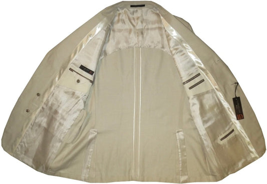 $1695 NEW EU 56 46R 46 R CORNELIANI I.D. SPORTCOAT JACKET ECRU BEIGE MICRO TWILL