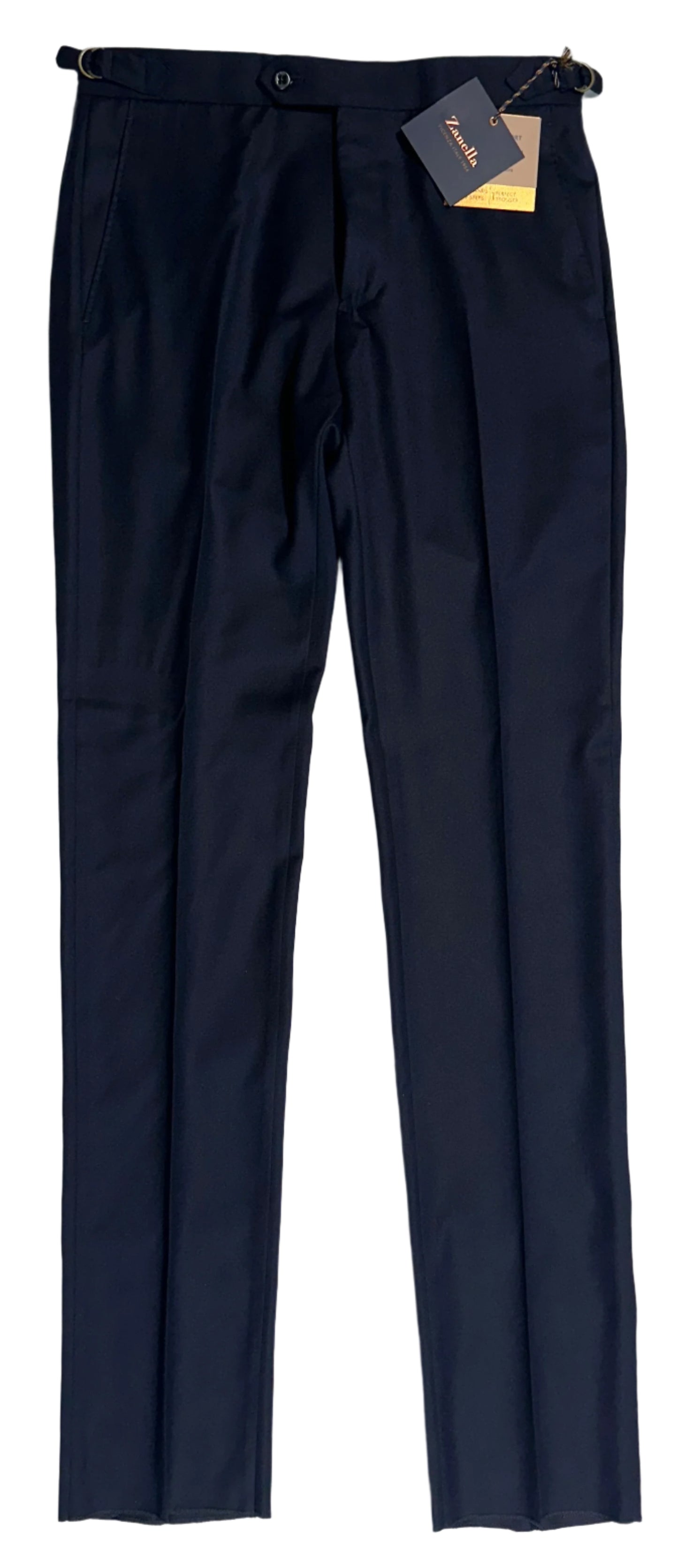 $528 NEW 32 ZANELLA HANDMADE DRESS PANTS MENS ITALY WOOL SILK SOLID NAVY BLUE