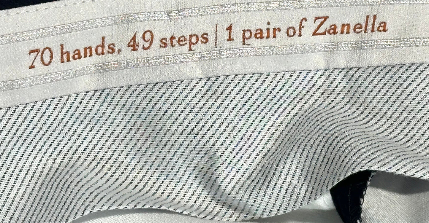 $425 NEW 36 ZANELLA HANDMADE DRESS PANTS ITALY WOOL CASHMERE DARK GRAY FLANNEL
