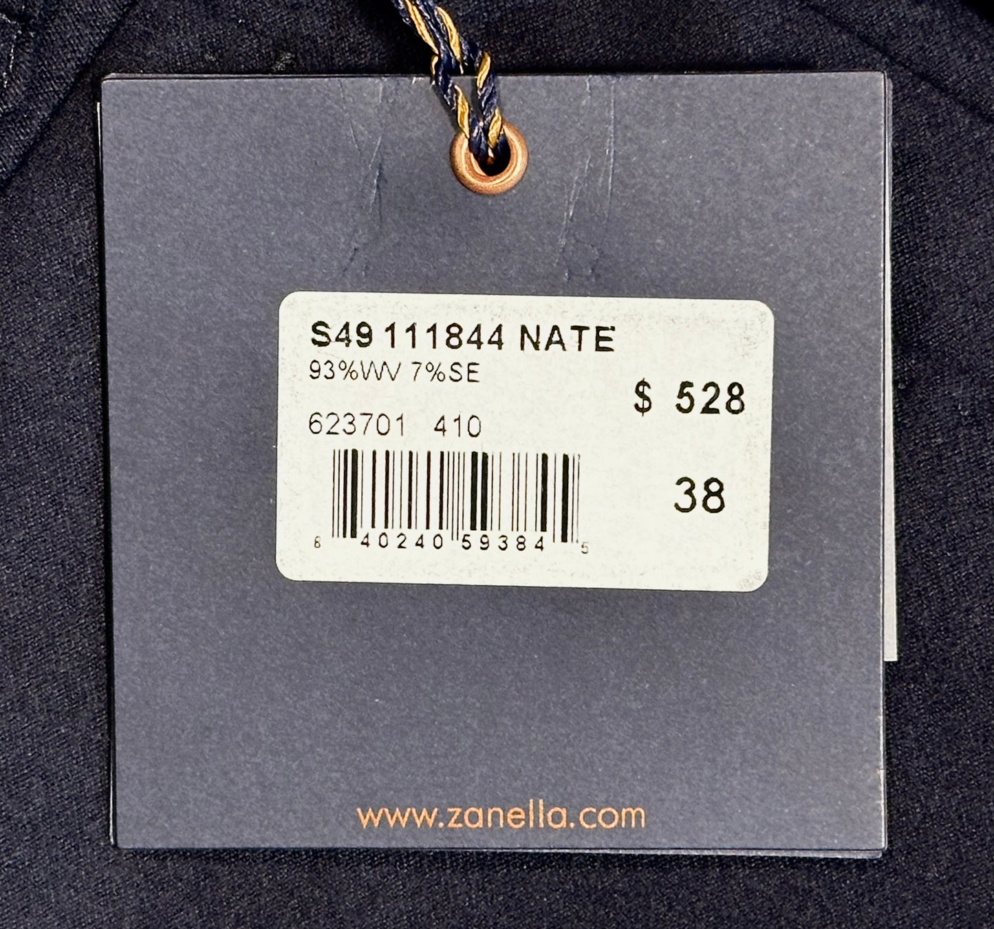 $528 NEW 38 ZANELLA HANDMADE DRESS PANTS MENS ITALY WOOL SILK SOLID NAVY BLUE