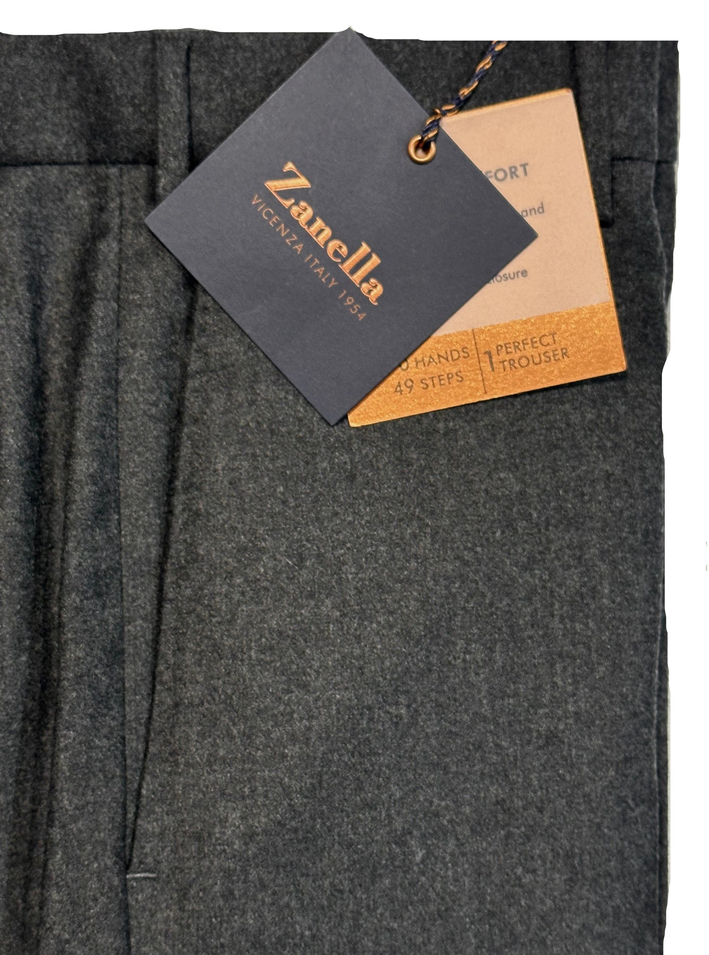 $425 NEW 36 ZANELLA HANDMADE DRESS PANTS ITALY WOOL CASHMERE DARK GRAY FLANNEL
