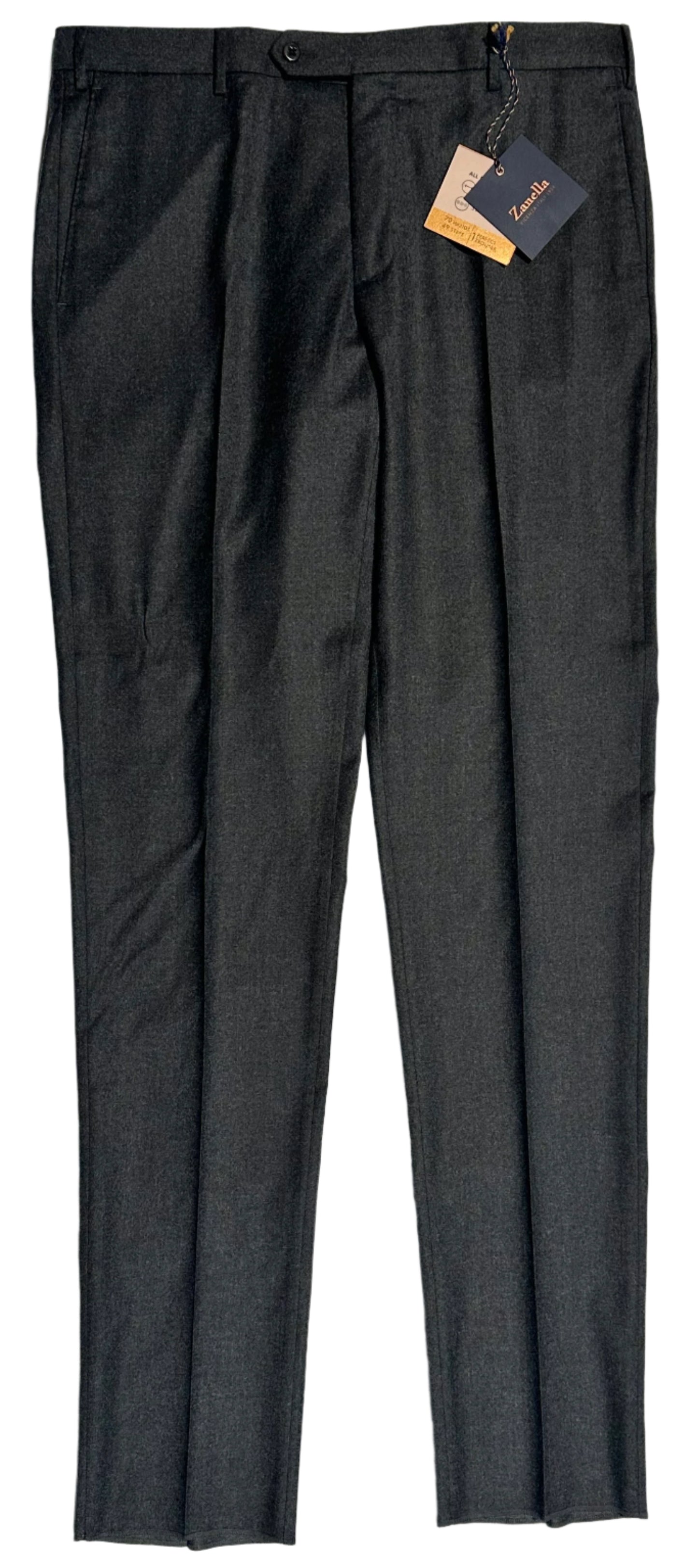 $425 NEW 36 ZANELLA HANDMADE DRESS PANTS ITALY WOOL CASHMERE DARK GRAY FLANNEL