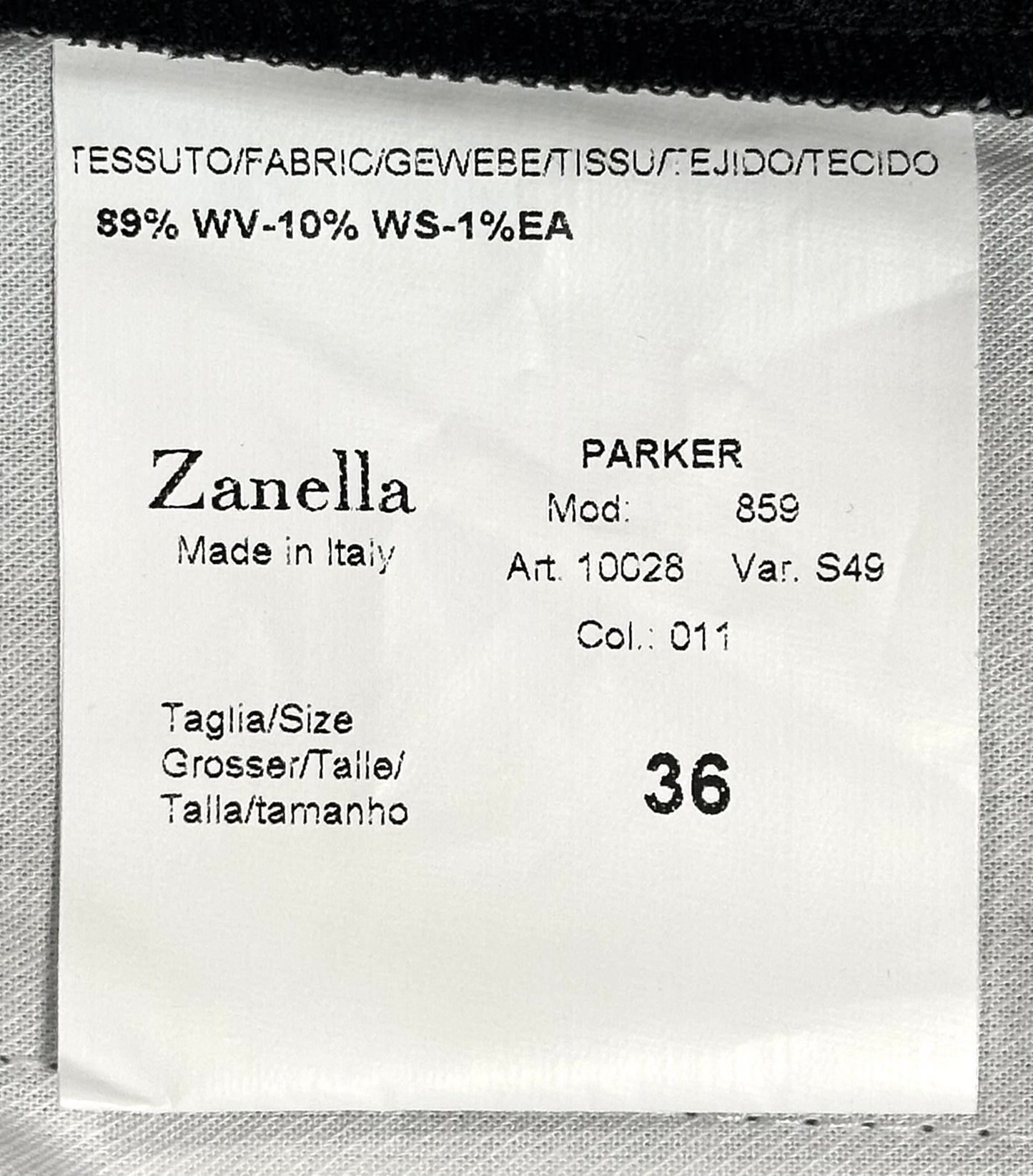 $425 NEW 36 ZANELLA HANDMADE DRESS PANTS ITALY WOOL CASHMERE DARK GRAY FLANNEL