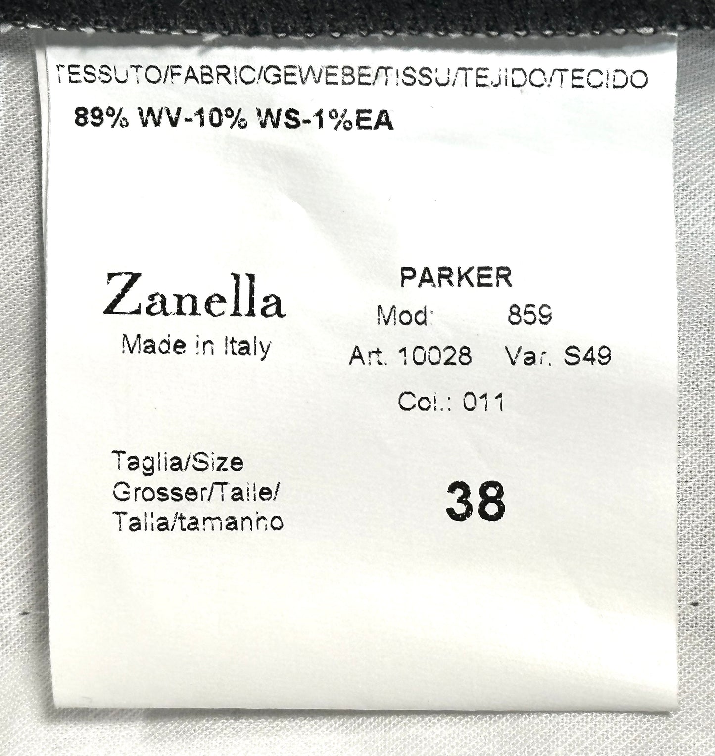 $425 NEW 38 ZANELLA HANDMADE DRESS PANTS ITALY WOOL CASHMERE DARK GRAY FLANNEL