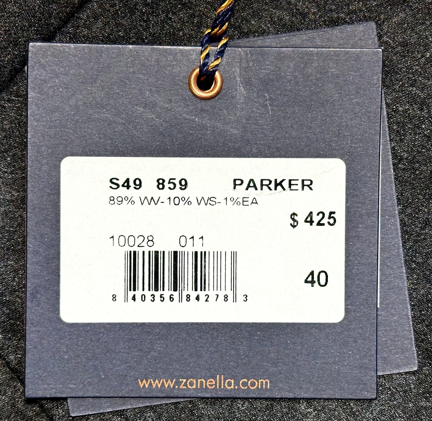 $425 NEW 40 ZANELLA HANDMADE DRESS PANTS ITALY WOOL CASHMERE DARK GRAY FLANNEL