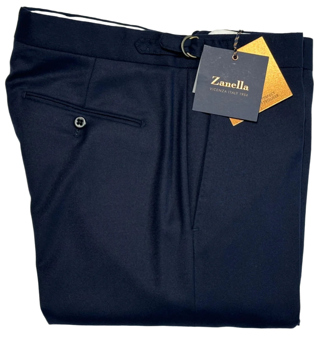 $528 NEW 32 ZANELLA HANDMADE DRESS PANTS MENS ITALY WOOL SILK SOLID NAVY BLUE